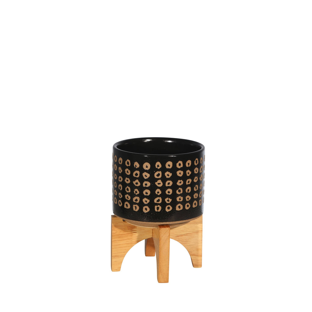 Ceramic 5.25" Planter On Stand, Brown
