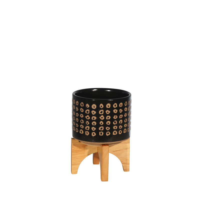 Ceramic 5.25" Planter On Stand, Brown