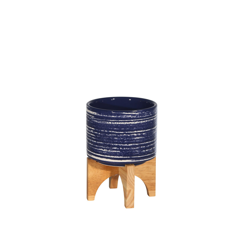 Ceramic 5.25" Planter On Stand, Blue