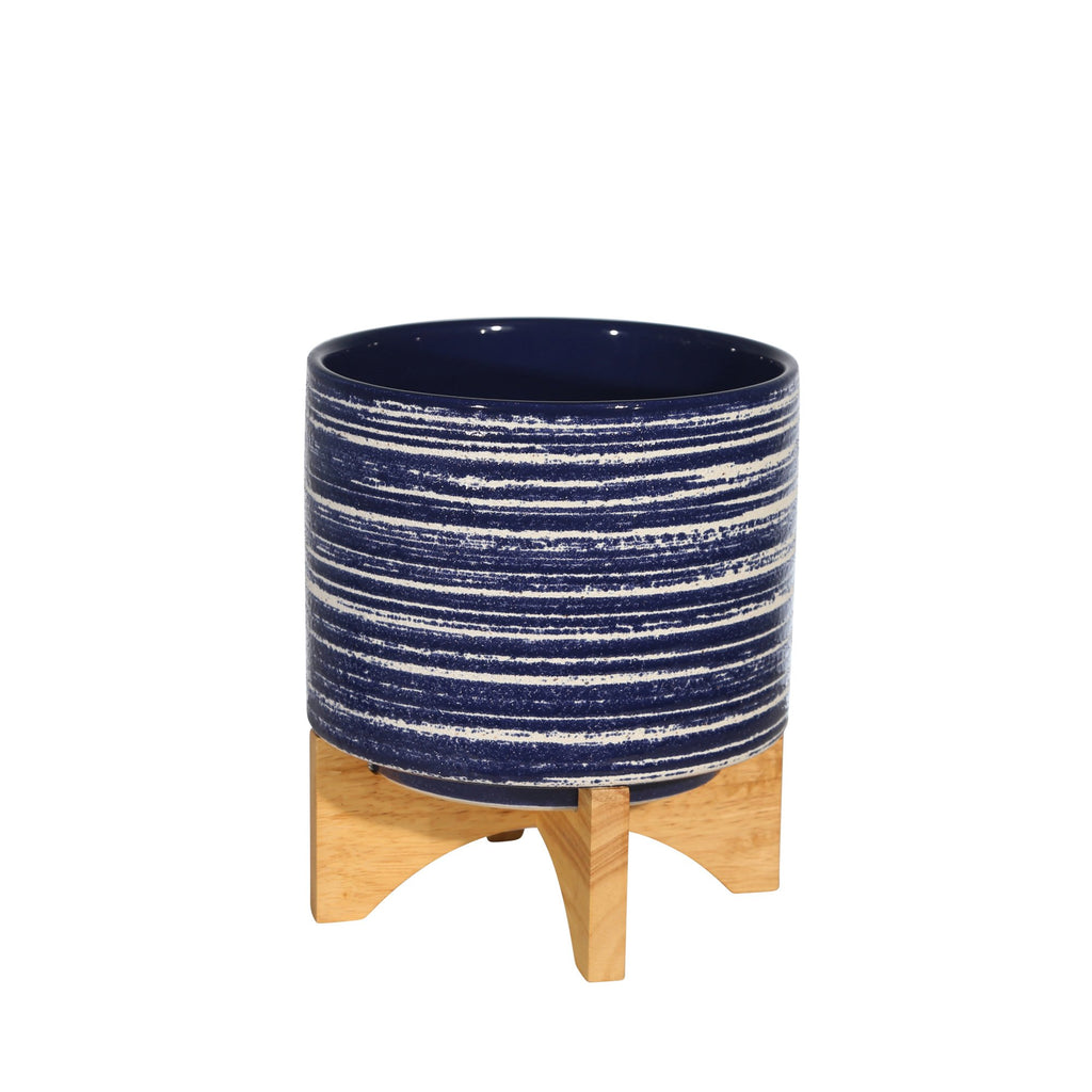 Ceramic 9.25" Planter On Stand, Blue