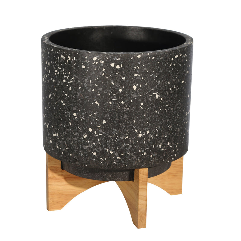 Terrazo 11.5" Planter On Stand, Gray