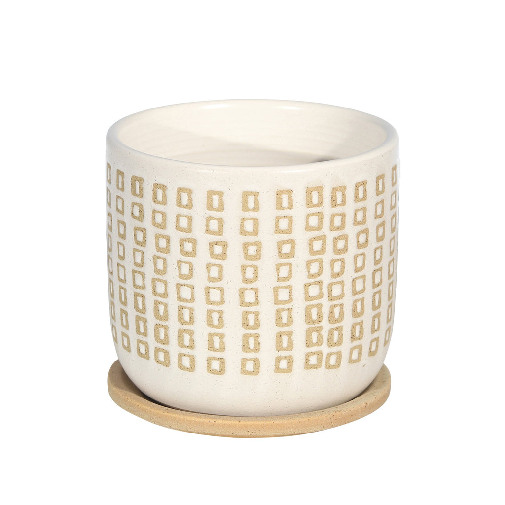 Ceramic 6" Planter W/ Saucer,Sand