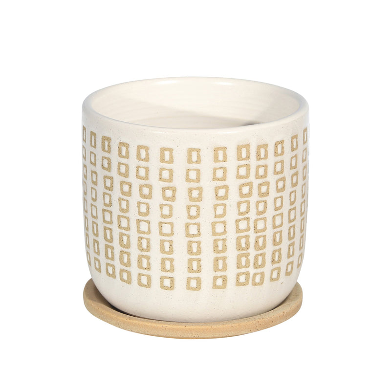 Ceramic 6" Planter W/ Saucer,Sand