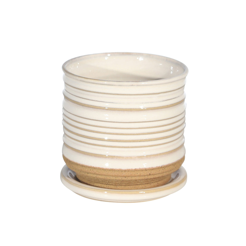 Ceramic 4.5" Planter W/ Saucer, White