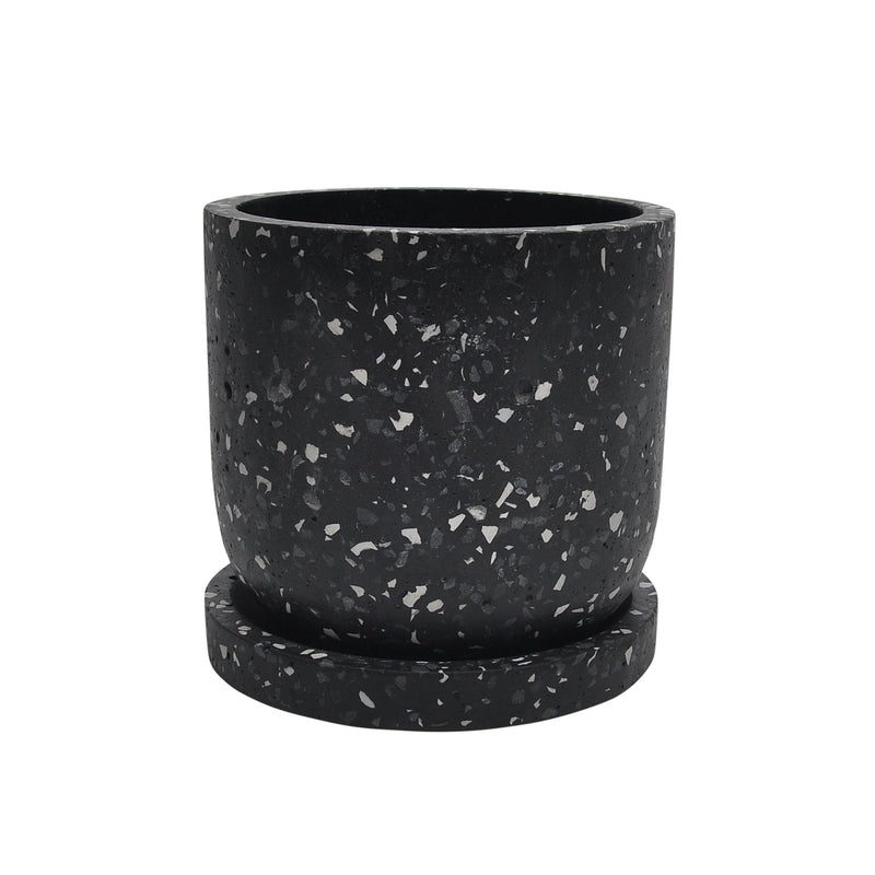 Terrazo 4.5" Planter W/ Saucer, Gray