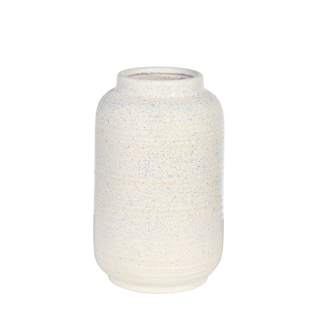 Ceramic 9" Deco Textured Vase,White