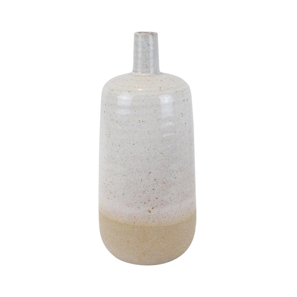 Ceramic 13", Speckled Vase, Beige