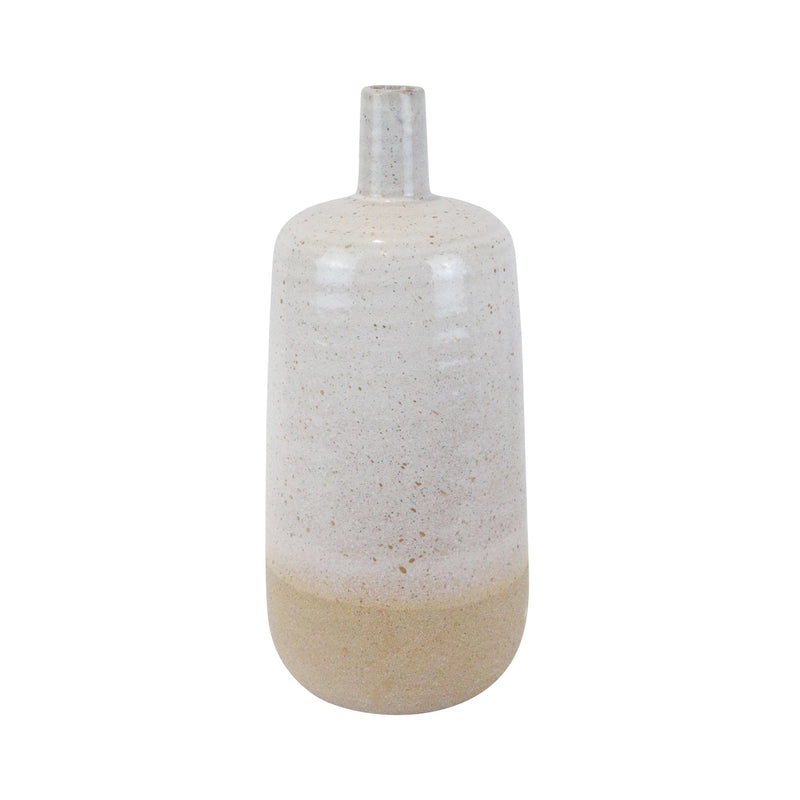 Ceramic 13", Speckled Vase, Beige
