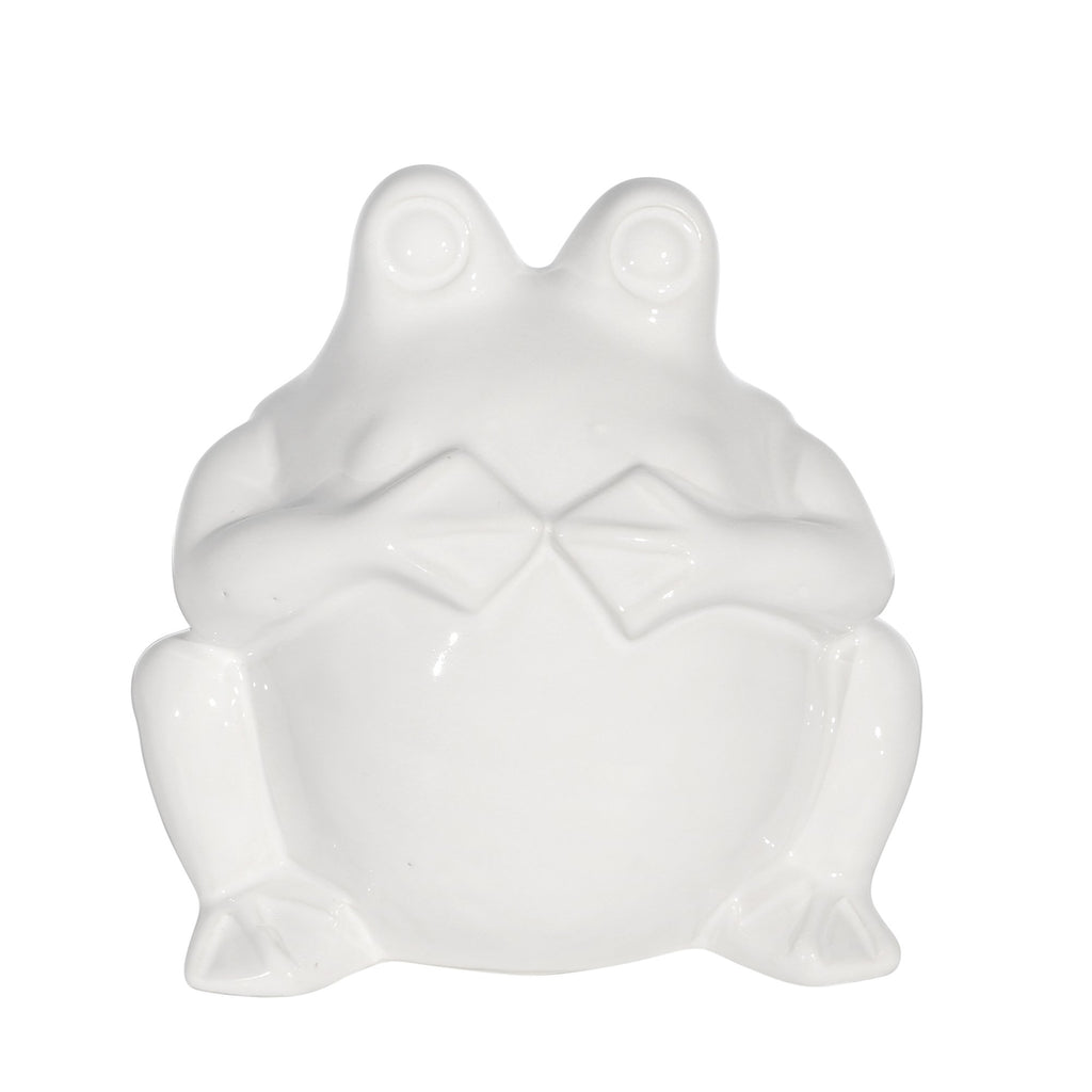 Ceramic 7" No Speak Frog, White