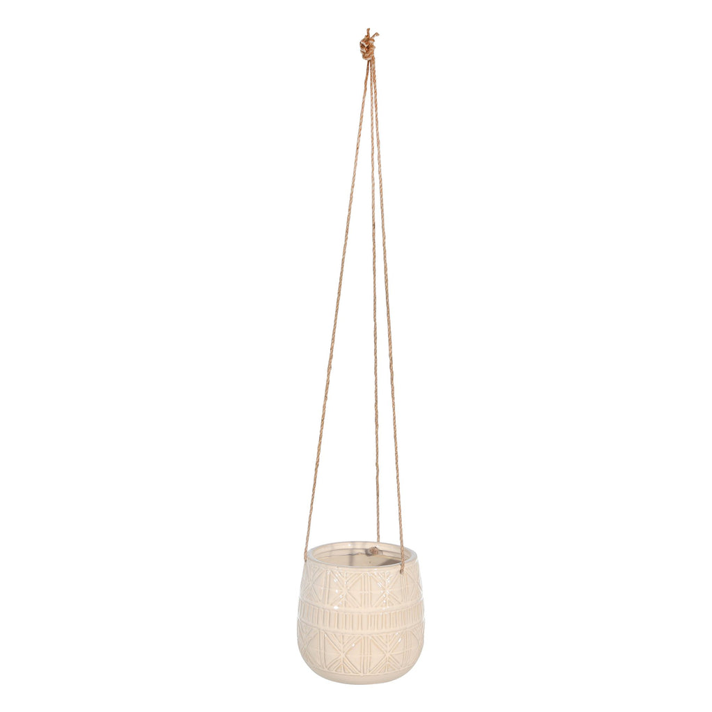 Ceramic 6", Abstract Hangingplanter, Beige