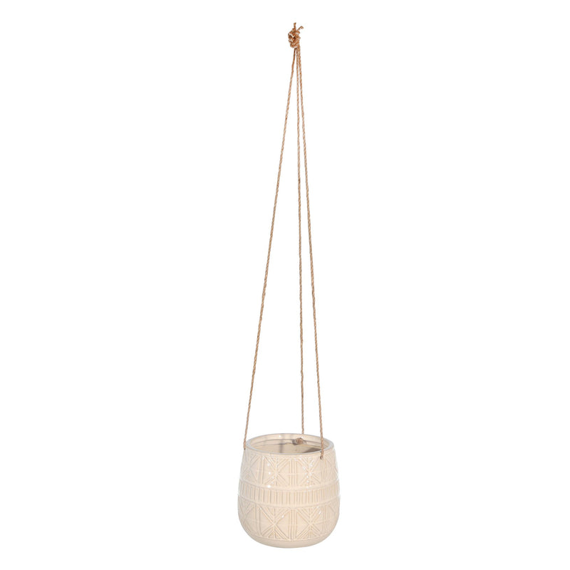 Ceramic 6", Abstract Hangingplanter, Beige