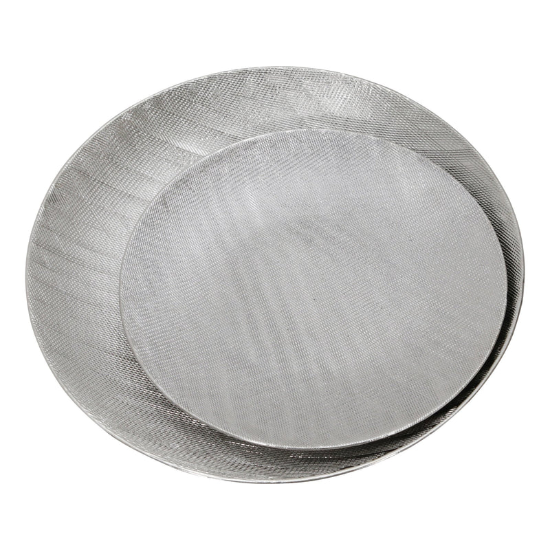 S/2 Ceramic 19/16" Plates W/ Scratch Finish, Silver