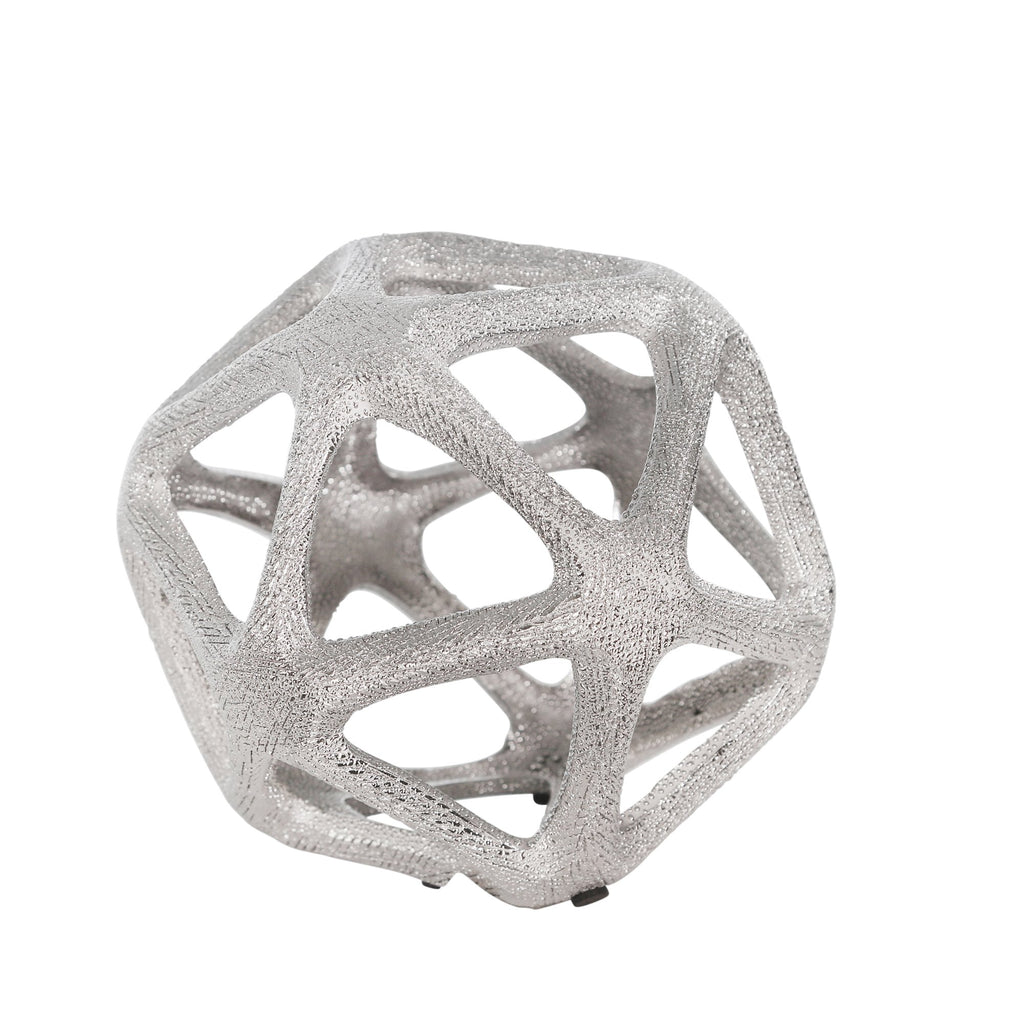 Ceramic 7" Beaded Orb, Silver