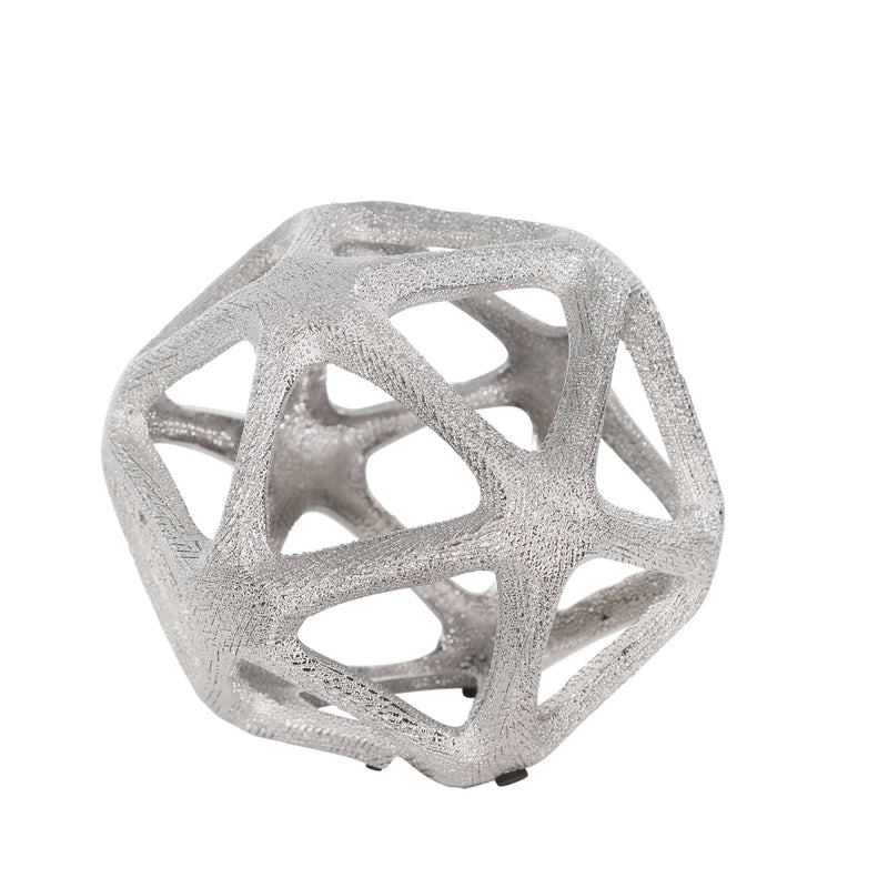 Ceramic 7" Beaded Orb, Silver