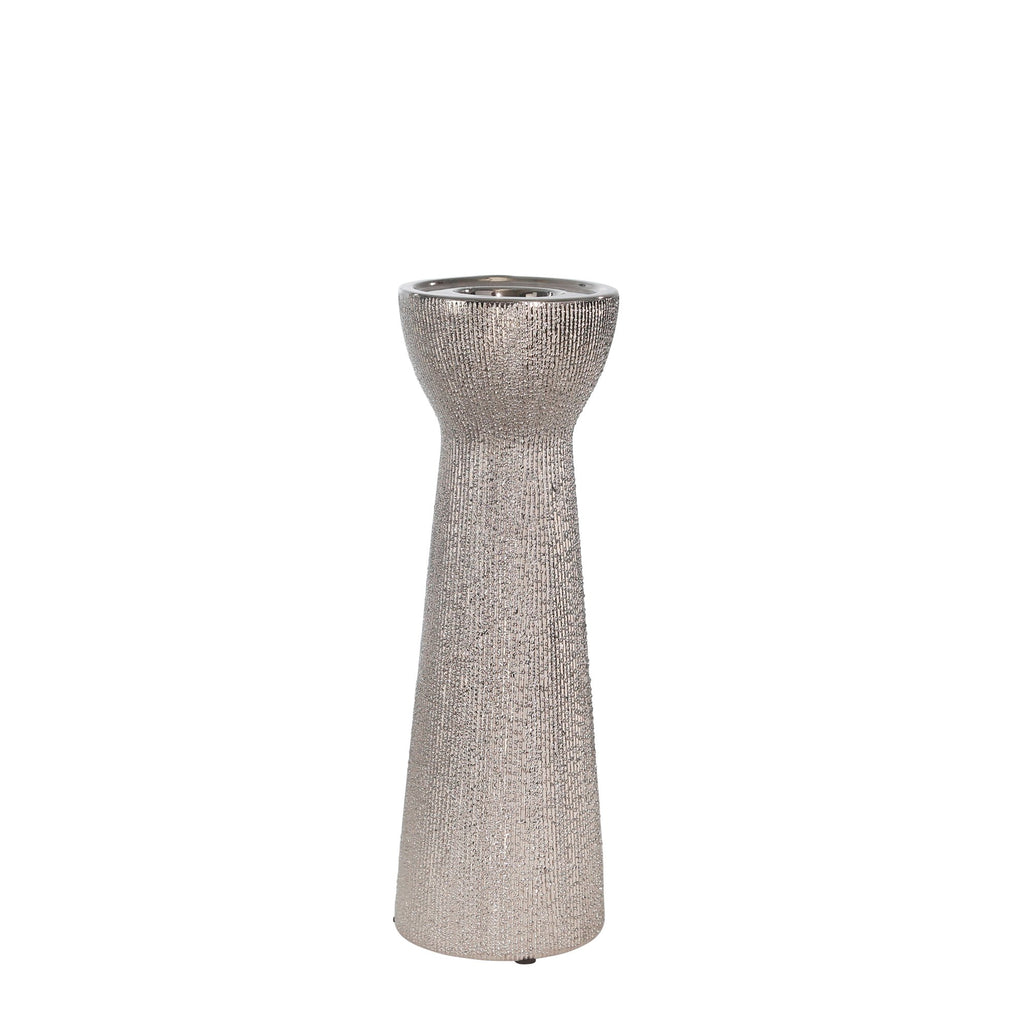 Ceramic 12" Bead Candle Holdersilver