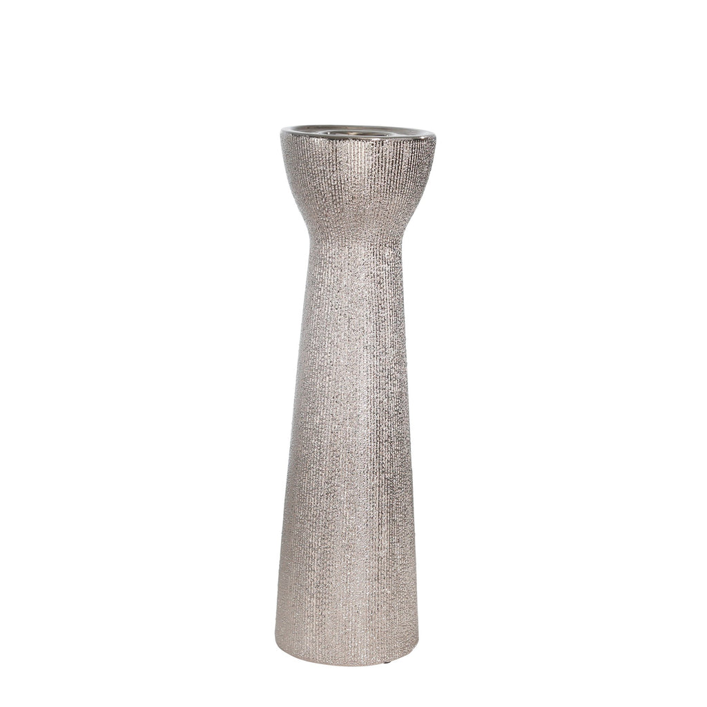 Ceramic 14" Bead Candle Holdersilver
