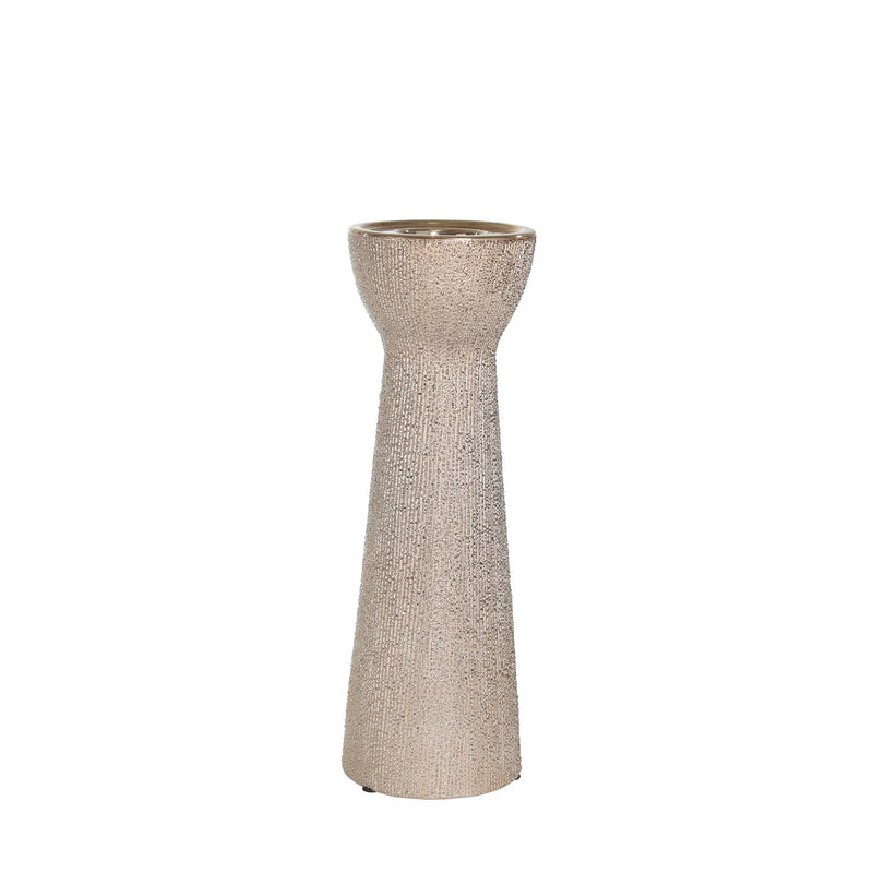 Ceramic 12" Bead Candle Holder Champagne