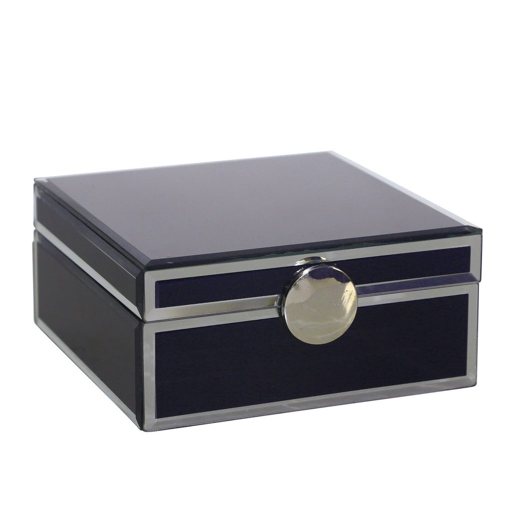 Wood / Glass 7X7" Jewelry Box,Blue