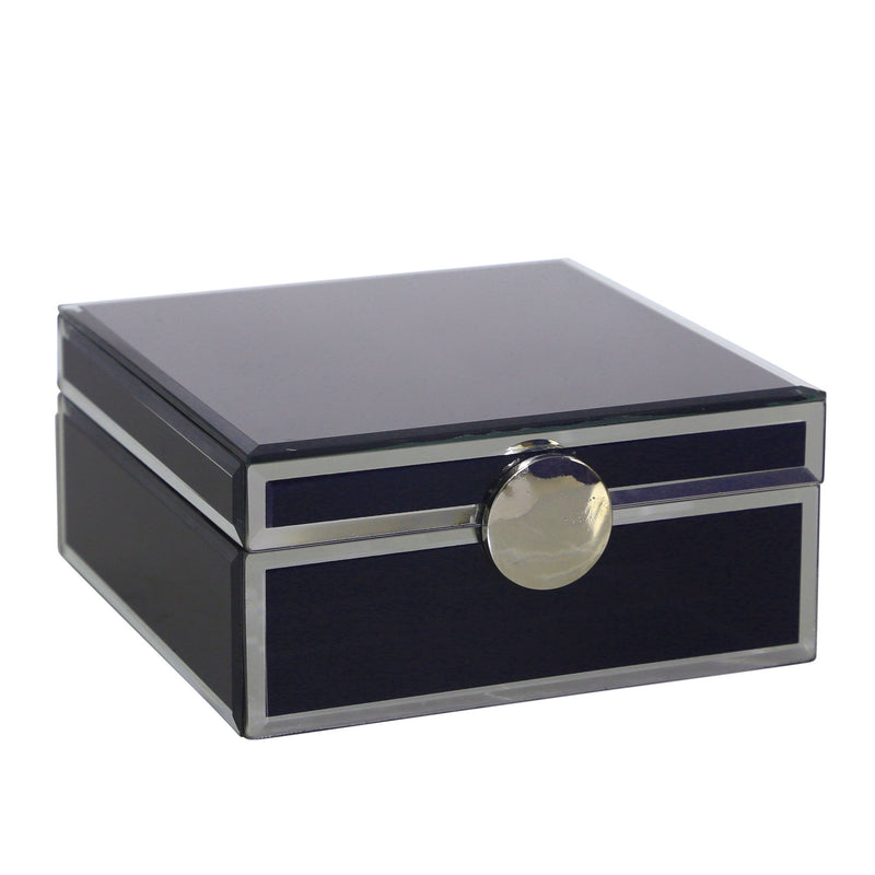 Wood / Glass 7X7" Jewelry Box,Blue