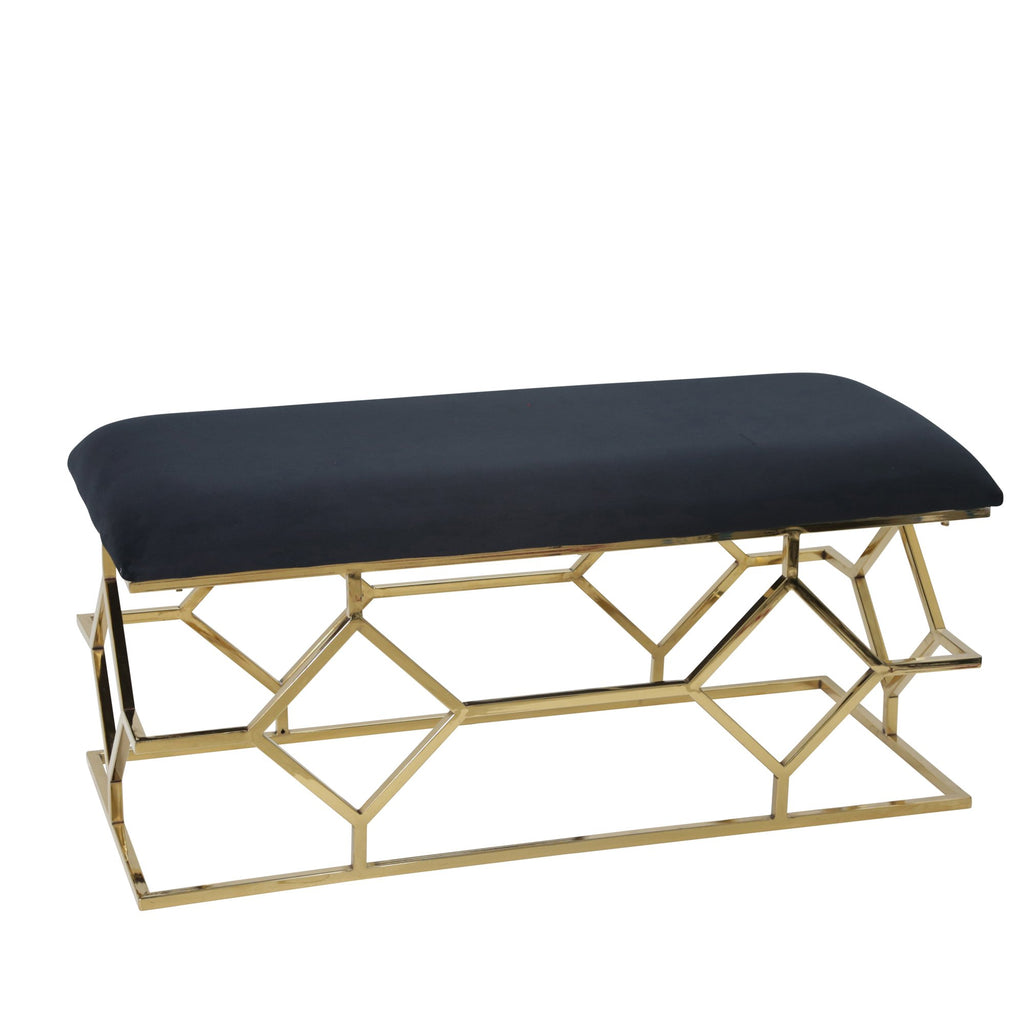 Metal Frame 40" Faux Leather Bench, Black