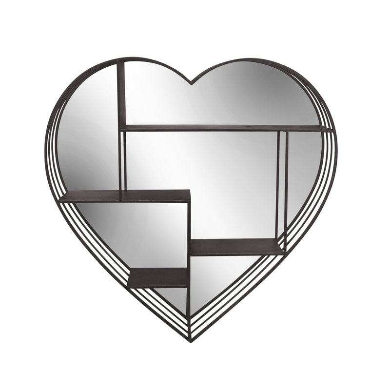 Round 31.5" Heart Shelf W/ Mirror, Brown