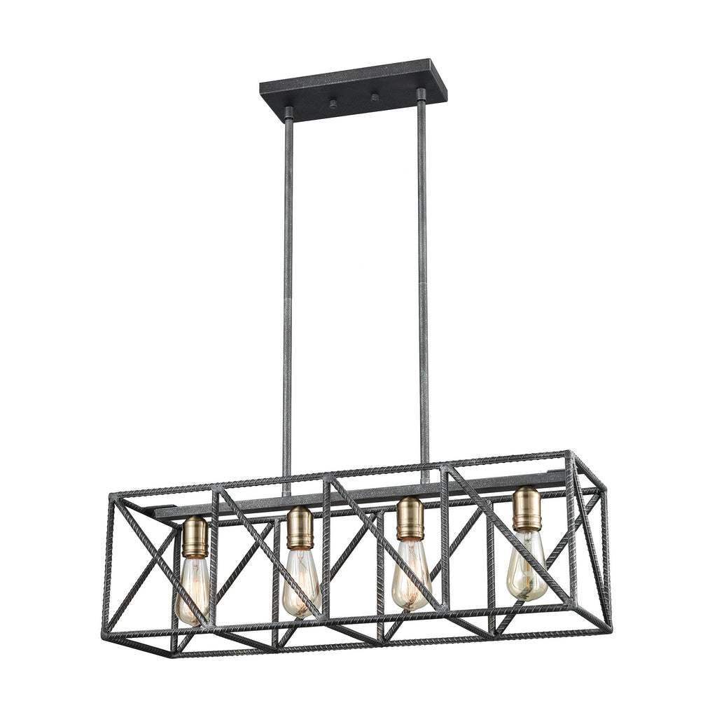 Crossbar - Chandelier - Silverdust Iron, Satin Brass, Satin Brass