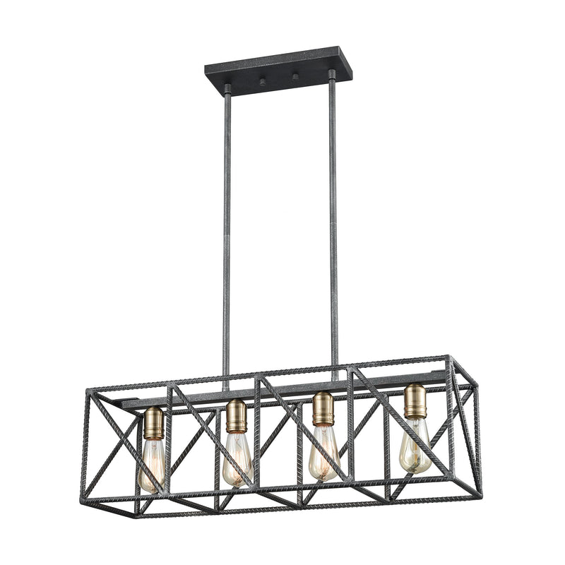 Crossbar - Chandelier - Silverdust Iron, Satin Brass, Satin Brass