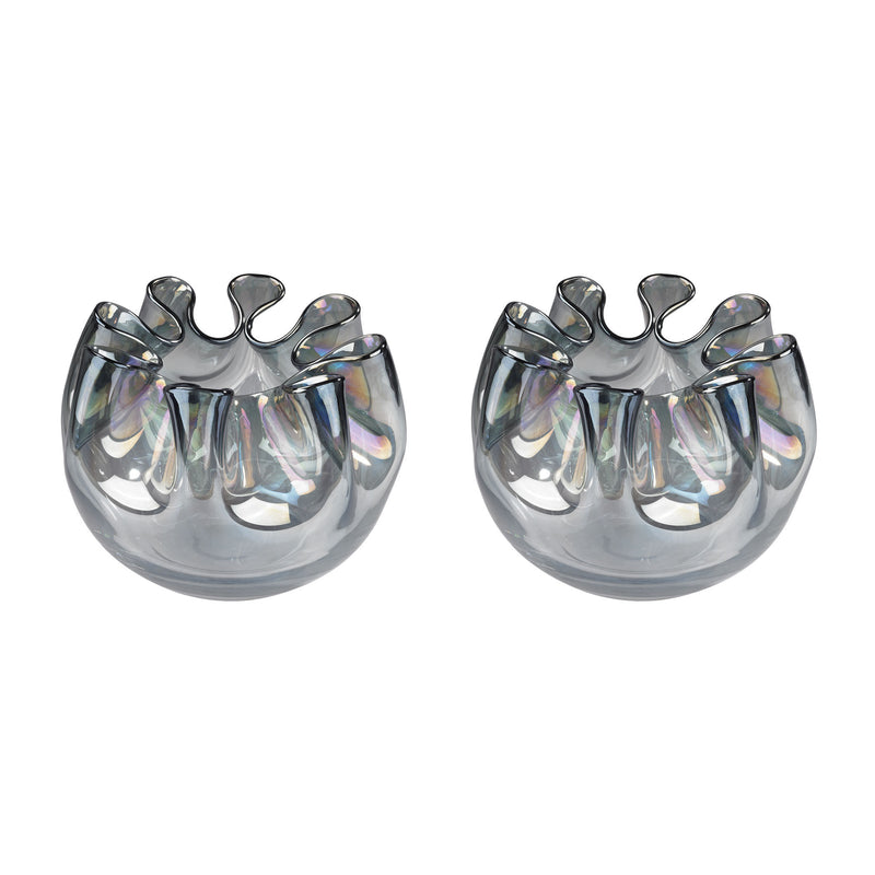 154-006/S2 Splash Glass Vases In Grey - Set of 2 - Free Shipping!, Vase/Urn, Dimond Home, - ReeceFurniture.com - Free Local Pick Ups: Frankenmuth, MI, Indianapolis, IN, Chicago Ridge, IL, and Detroit, MI