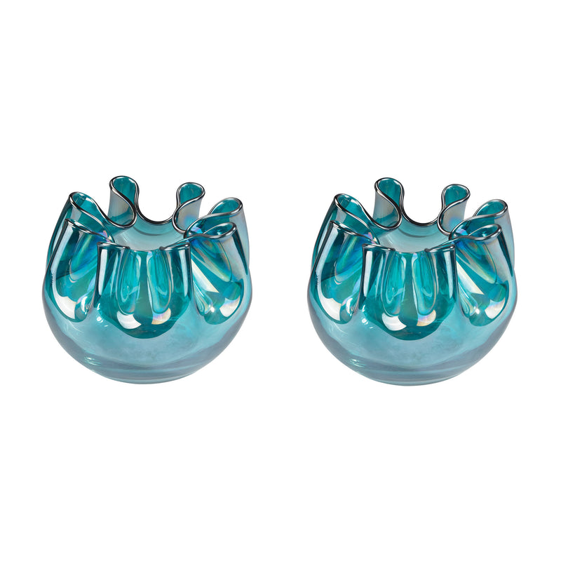 154-007/S2 Splash Glass Vases In Aqua - Set of 2 - Free Shipping!, Vase/Urn, Dimond Home, - ReeceFurniture.com - Free Local Pick Ups: Frankenmuth, MI, Indianapolis, IN, Chicago Ridge, IL, and Detroit, MI