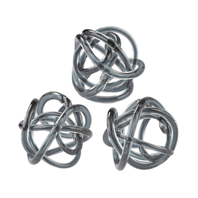 154-019/S3 Grey Glass Knots - Set of 3 - Free Shipping!, Sculpture, Dimond Home, - ReeceFurniture.com - Free Local Pick Ups: Frankenmuth, MI, Indianapolis, IN, Chicago Ridge, IL, and Detroit, MI