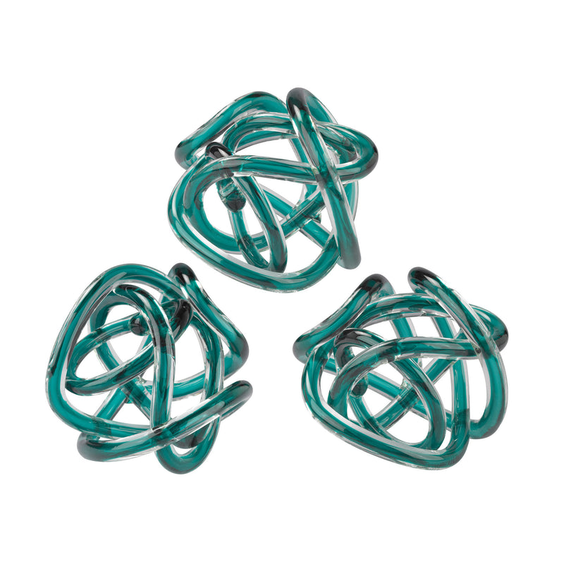 154-020/S3 Aqua Glass Knots - Set of 3 - Free Shipping!, Sculpture, Dimond Home, - ReeceFurniture.com - Free Local Pick Ups: Frankenmuth, MI, Indianapolis, IN, Chicago Ridge, IL, and Detroit, MI