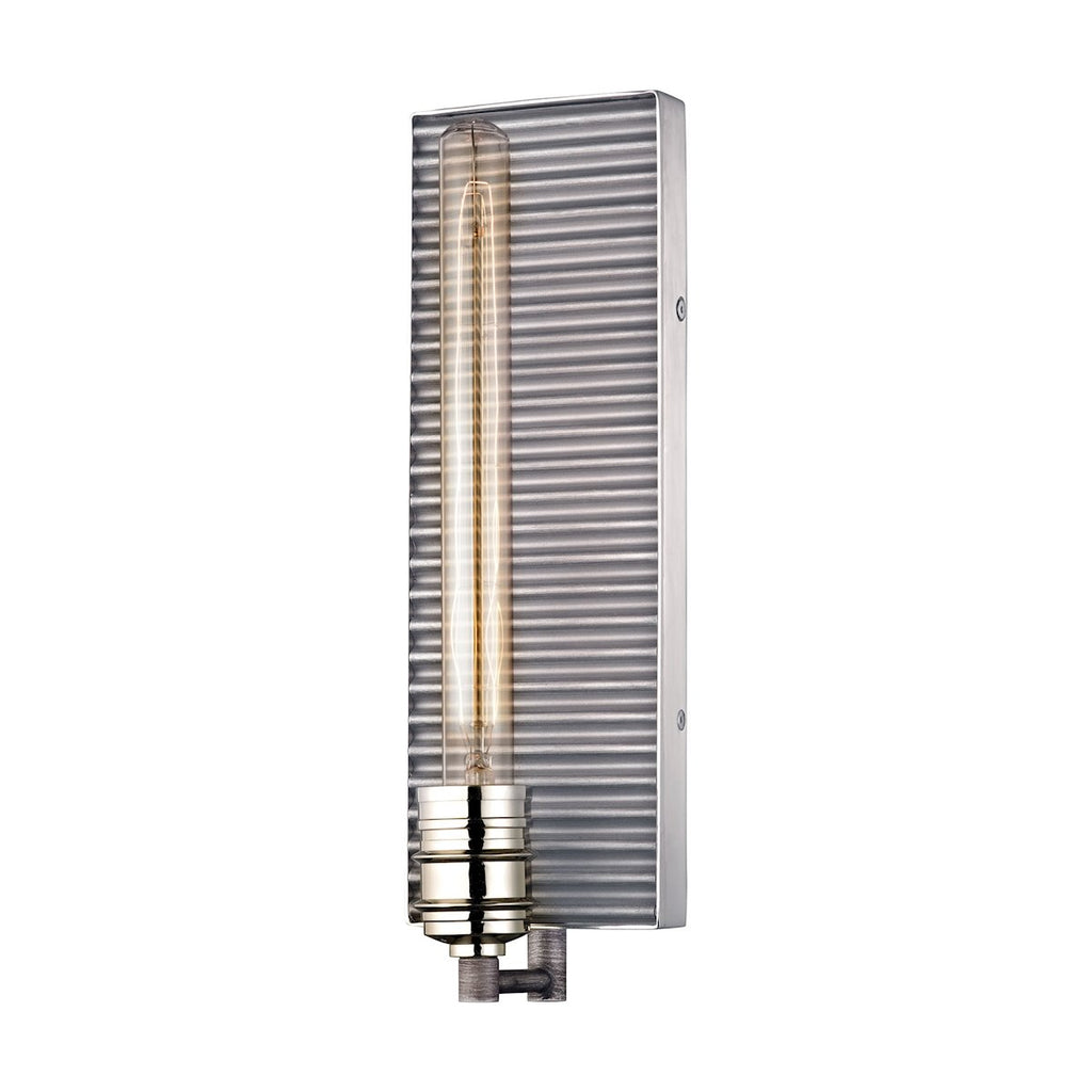 Corrugated Steel - Sconce - Polished Nickel, Weathered Zinc, Weathered Zinc