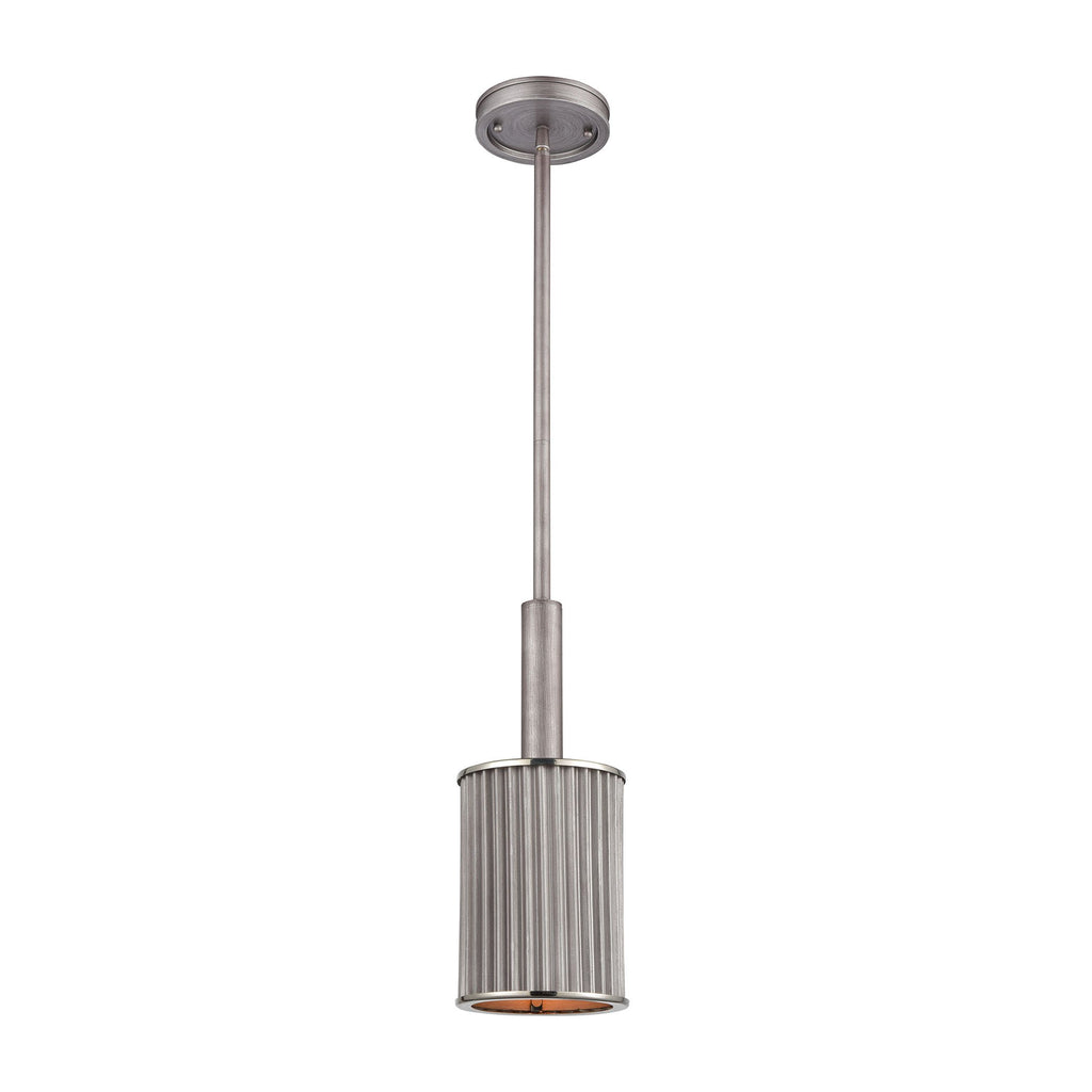 Corrugated Steel - Mini Pendant - Weathered Zinc, Polished Nickel, Polished Nickel