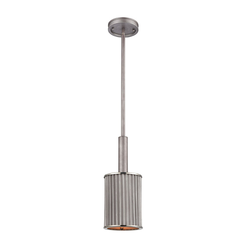 Corrugated Steel - Mini Pendant - Weathered Zinc, Polished Nickel, Polished Nickel