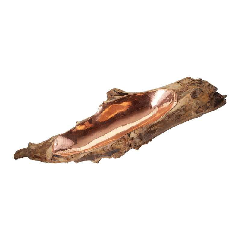 162-013 Teak Root Bowl With Copper Insert - Short - Free Shipping!, Bowl, Dimond Home, - ReeceFurniture.com - Free Local Pick Ups: Frankenmuth, MI, Indianapolis, IN, Chicago Ridge, IL, and Detroit, MI