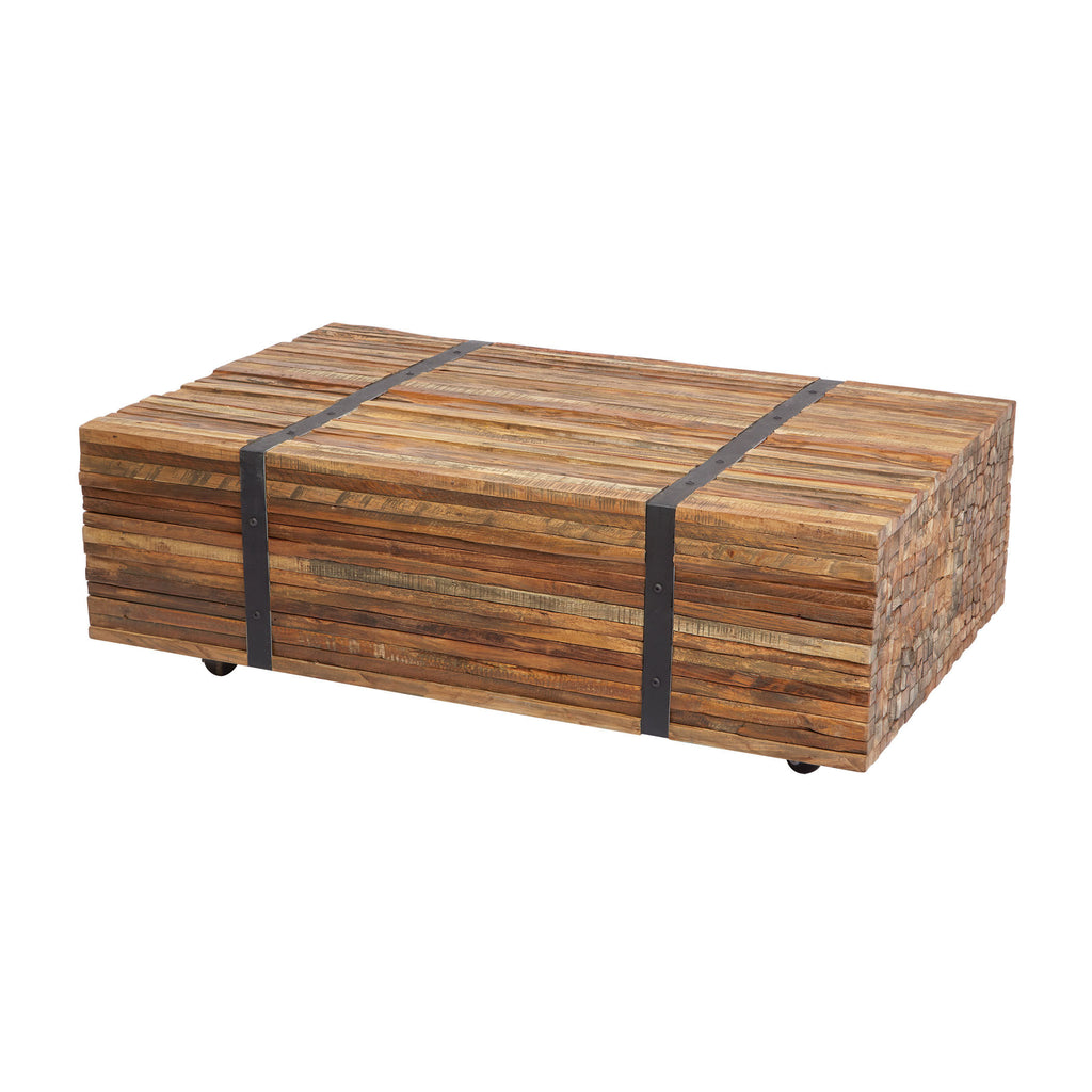 162-025 Teak Strapped Coffee Table - Free Shipping!, Table, Dimond Home, - ReeceFurniture.com - Free Local Pick Ups: Frankenmuth, MI, Indianapolis, IN, Chicago Ridge, IL, and Detroit, MI