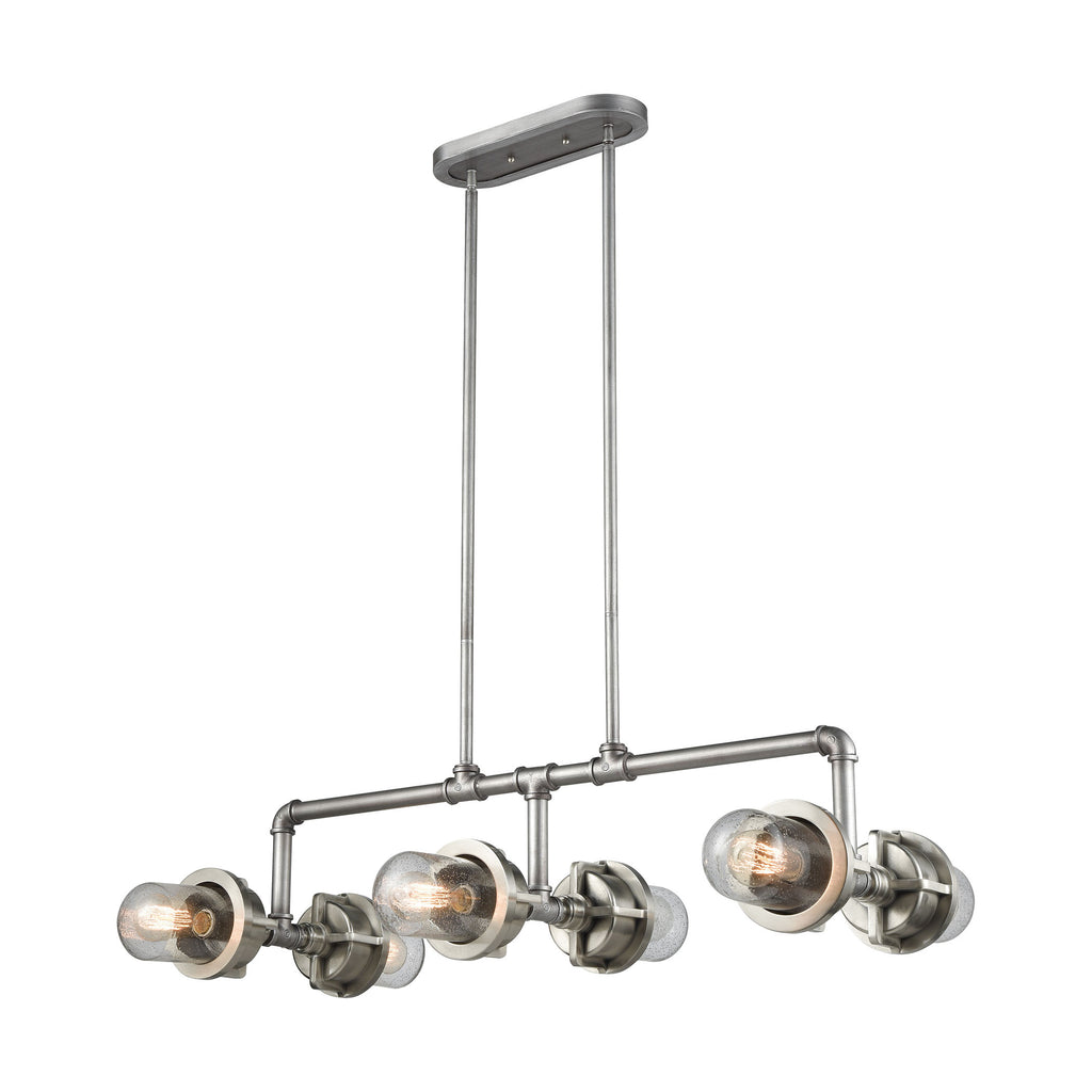 Briggs - Chandelier - Weathered Zinc, Satin Nickel, Satin Nickel