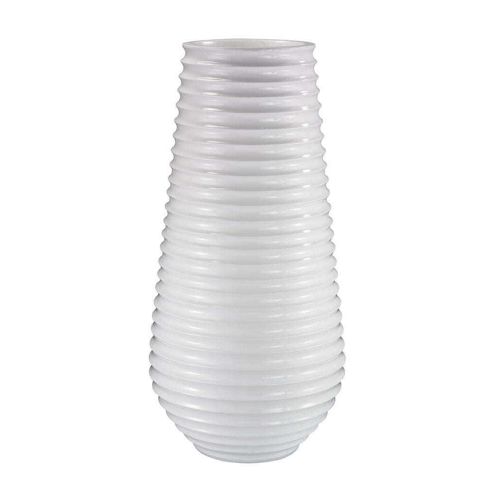 166-007 White Ribbed Planter - Free Shipping!, Planter, Dimond Home, - ReeceFurniture.com - Free Local Pick Ups: Frankenmuth, MI, Indianapolis, IN, Chicago Ridge, IL, and Detroit, MI