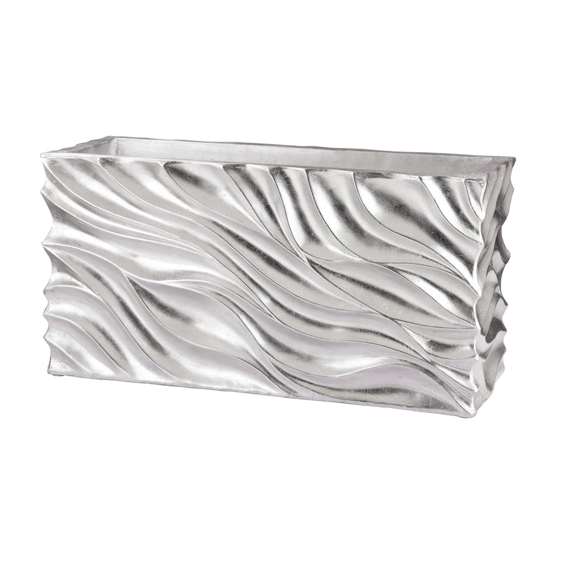 166-013 Swirl Table Planter - Silver Leaf - Free Shipping!, Planter, Dimond Home, - ReeceFurniture.com - Free Local Pick Ups: Frankenmuth, MI, Indianapolis, IN, Chicago Ridge, IL, and Detroit, MI