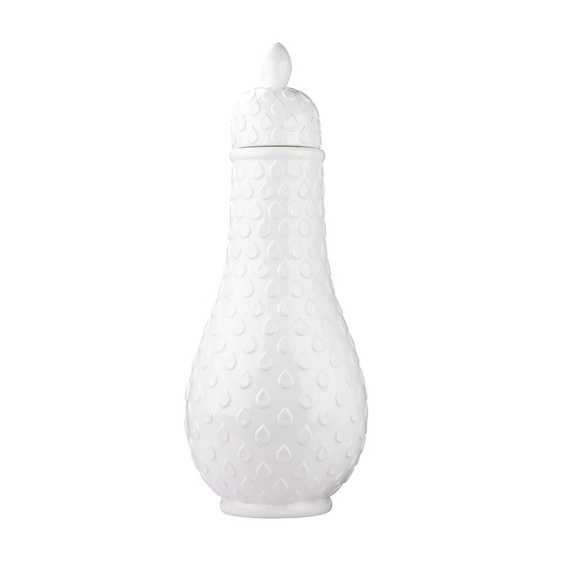 167-001 Large White Ceramic Jar With Raised Polka Dots - Free Shipping!, Jar/Bottle, Dimond Home, - ReeceFurniture.com - Free Local Pick Ups: Frankenmuth, MI, Indianapolis, IN, Chicago Ridge, IL, and Detroit, MI