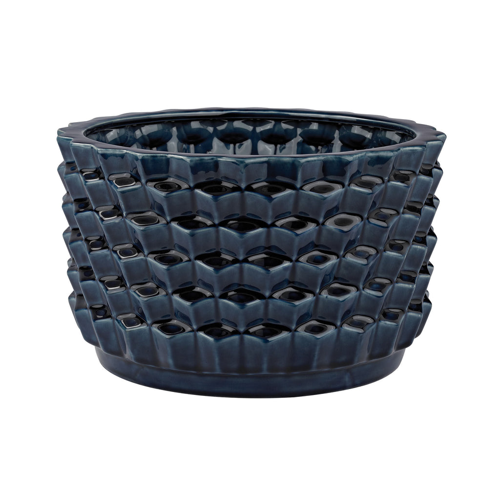 167-005 Accordion Crackled Blue Pot - Free Shipping!, Vase/Urn, Dimond Home, - ReeceFurniture.com - Free Local Pick Ups: Frankenmuth, MI, Indianapolis, IN, Chicago Ridge, IL, and Detroit, MI