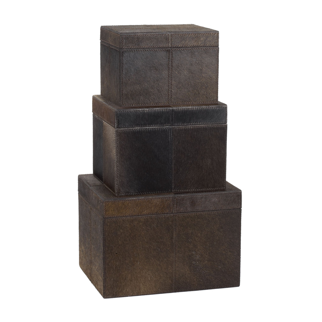 284054 Nested Chestnut Faux Pony Boxes - Set of 3, Box/Canister, Dimond Home, - ReeceFurniture.com - Free Local Pick Ups: Frankenmuth, MI, Indianapolis, IN, Chicago Ridge, IL, and Detroit, MI