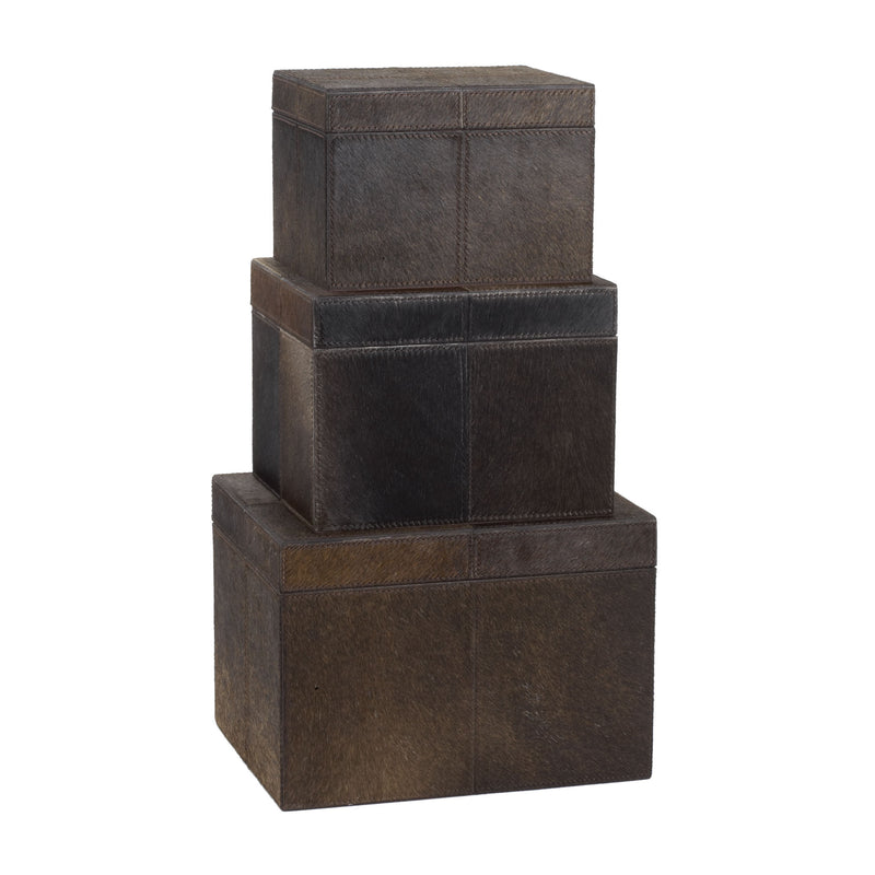 284054 Nested Chestnut Faux Pony Boxes - Set of 3, Box/Canister, Dimond Home, - ReeceFurniture.com - Free Local Pick Ups: Frankenmuth, MI, Indianapolis, IN, Chicago Ridge, IL, and Detroit, MI