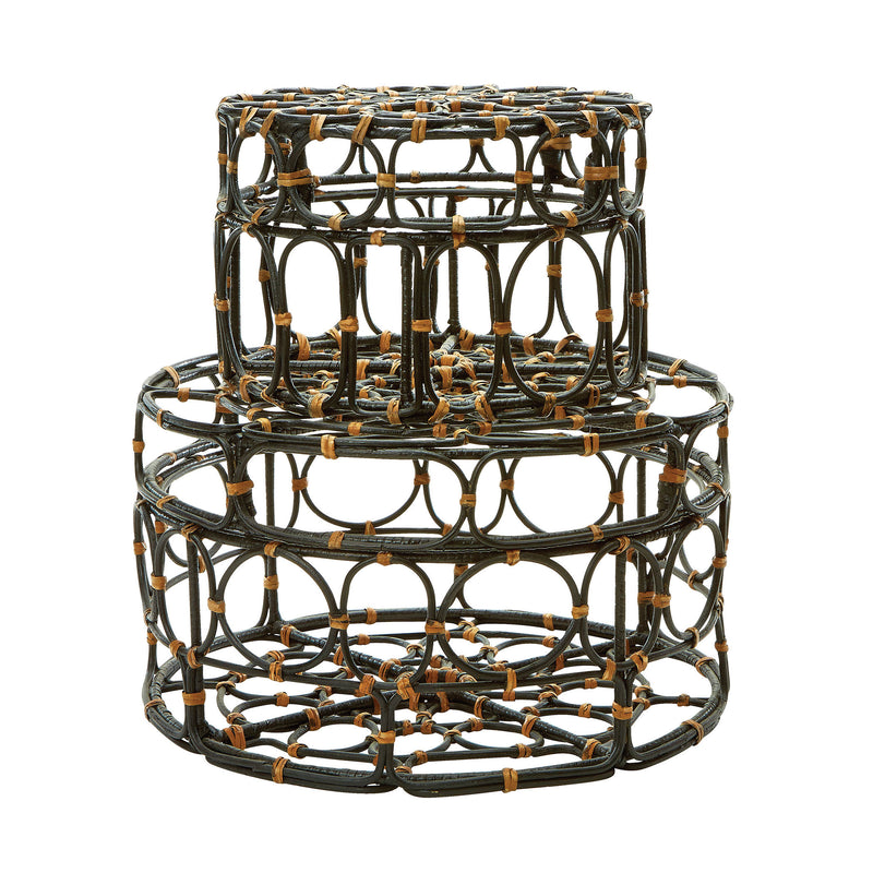 287001/S2 Black And Tan Oval Ring Round Boxes - Set of 2, Box/Canister, Dimond Home, - ReeceFurniture.com - Free Local Pick Ups: Frankenmuth, MI, Indianapolis, IN, Chicago Ridge, IL, and Detroit, MI