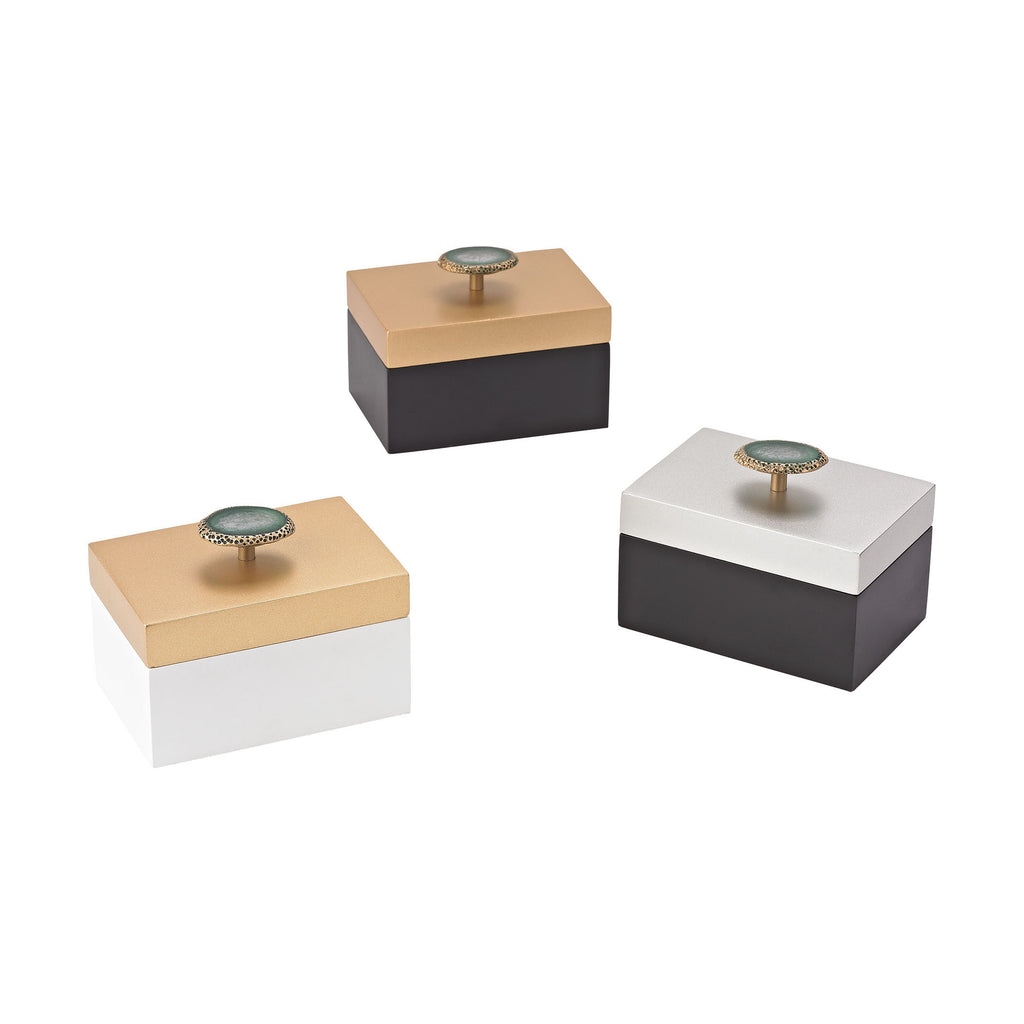 3129-1143/S3 Sangreal Set of 3 Decorative Boxes, Box/Canister, Sterling, - ReeceFurniture.com - Free Local Pick Ups: Frankenmuth, MI, Indianapolis, IN, Chicago Ridge, IL, and Detroit, MI
