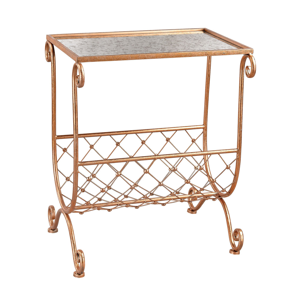 3138-227 Copper Side Table with Magazine Rack - Free Shipping!, Table, Sterling, - ReeceFurniture.com - Free Local Pick Ups: Frankenmuth, MI, Indianapolis, IN, Chicago Ridge, IL, and Detroit, MI