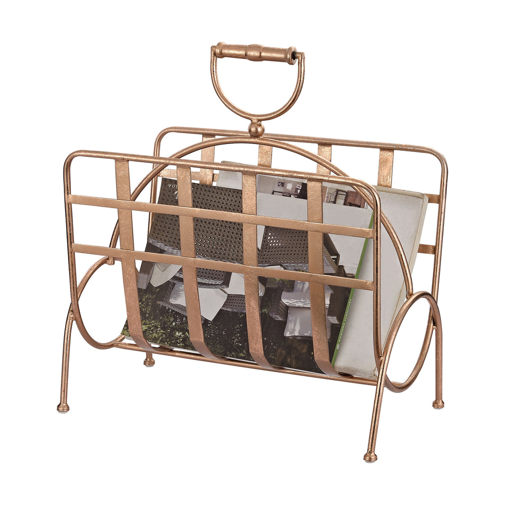 3138-232 Strapped Rose Gold Magazine Rack, Accessory, Sterling, - ReeceFurniture.com - Free Local Pick Ups: Frankenmuth, MI, Indianapolis, IN, Chicago Ridge, IL, and Detroit, MI