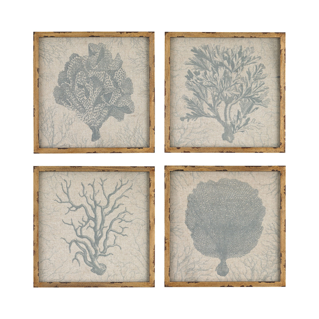 3138-241/S4 Coral Prints on Linen, Wall Decor, Sterling, - ReeceFurniture.com - Free Local Pick Ups: Frankenmuth, MI, Indianapolis, IN, Chicago Ridge, IL, and Detroit, MI