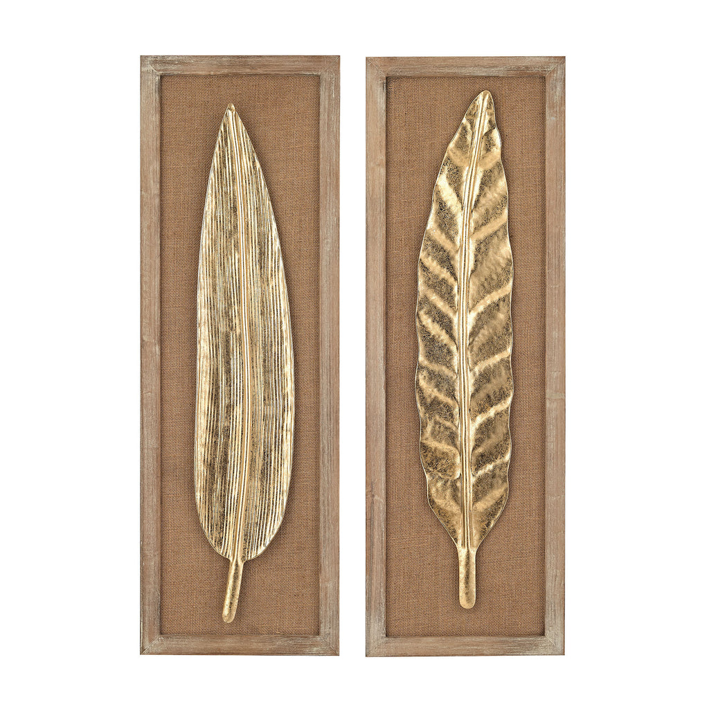 3138-247/S2 Metallic Leaves on Linen - Free Shipping!, Wall Decor, Sterling, - ReeceFurniture.com - Free Local Pick Ups: Frankenmuth, MI, Indianapolis, IN, Chicago Ridge, IL, and Detroit, MI