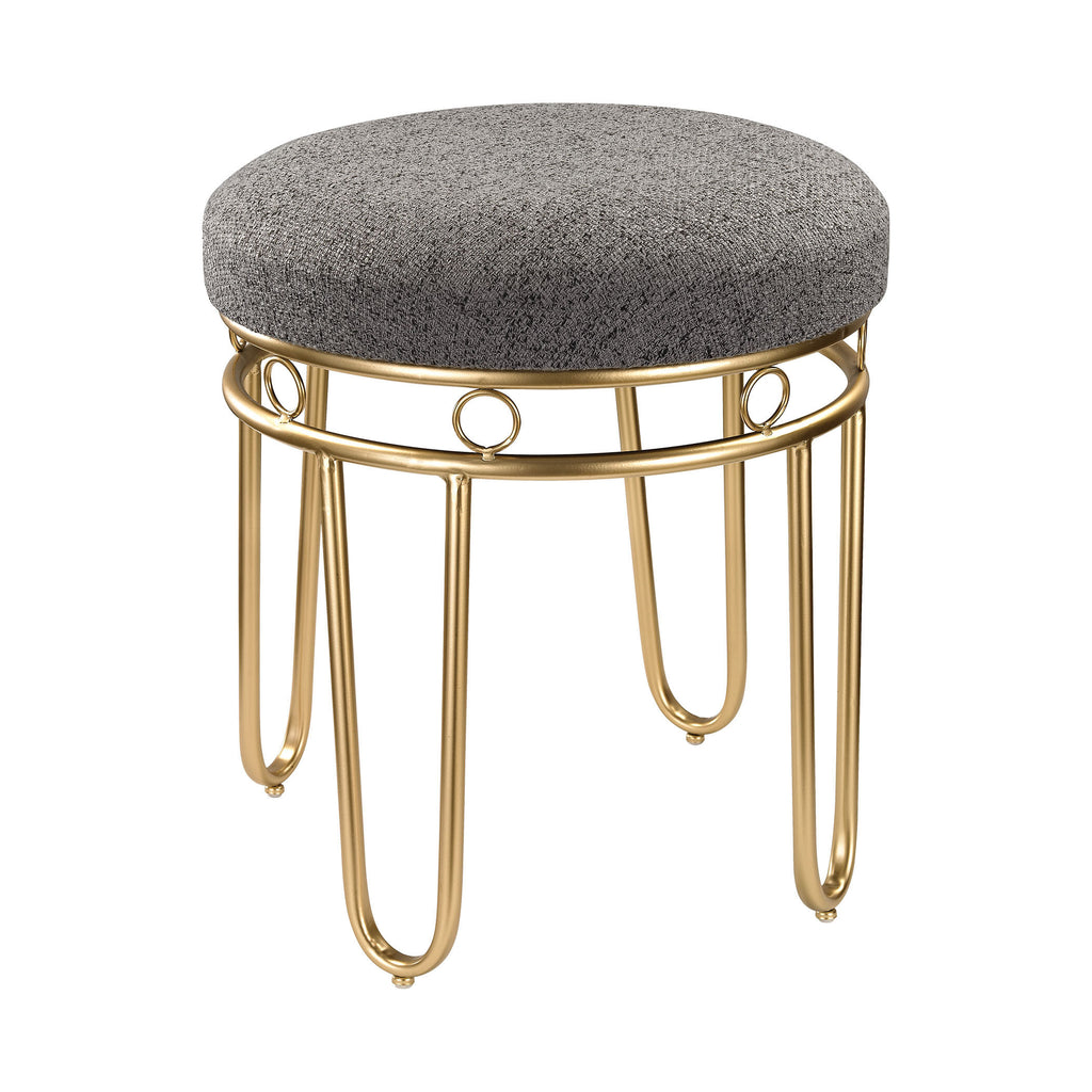 3169-017 Grey Linen Stool with Gold Legs - Free Shipping!, Stool, Sterling, - ReeceFurniture.com - Free Local Pick Ups: Frankenmuth, MI, Indianapolis, IN, Chicago Ridge, IL, and Detroit, MI